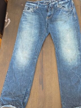 Mavi Men's Blue Washed Denim Jeans Low Rise Easy Boot Cut Josh 36/32